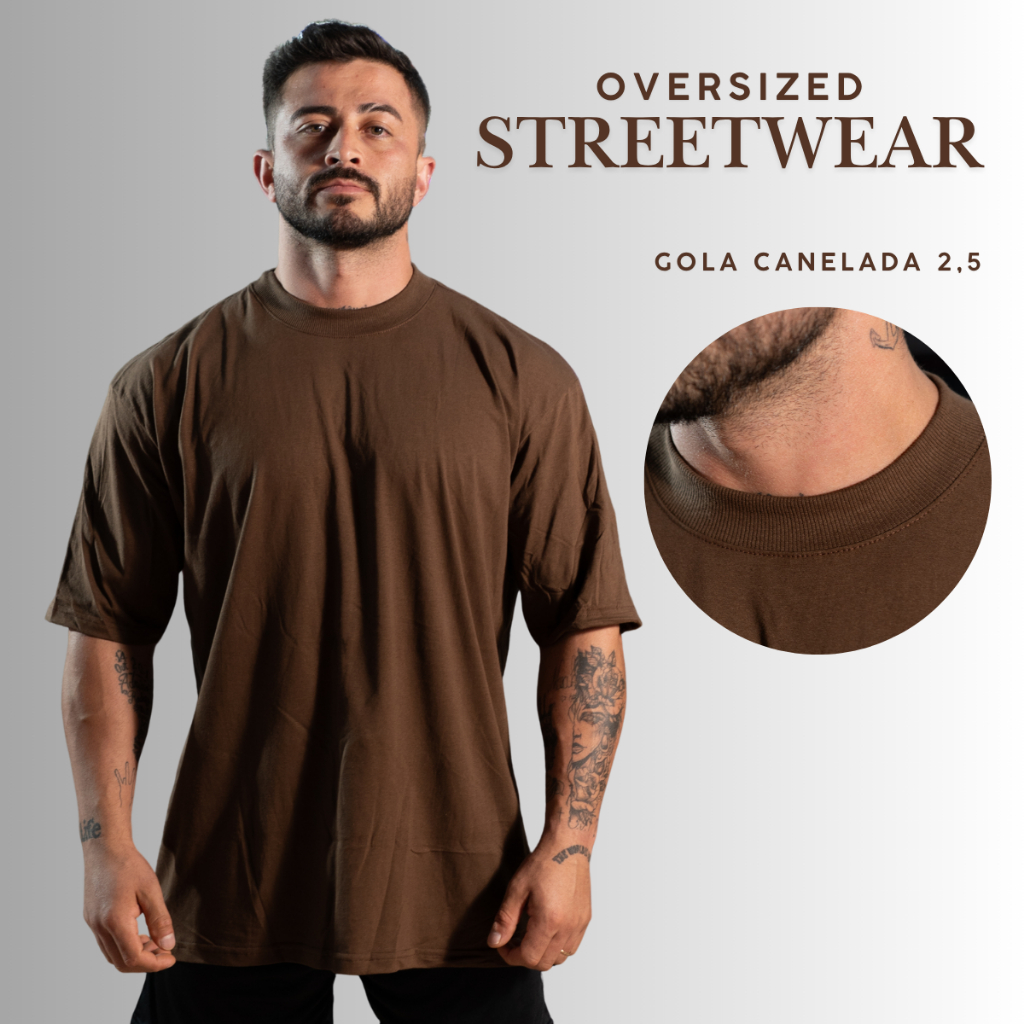 Camiseta Masculina Oversized Streetwear 100% Algodão Padrão Americano