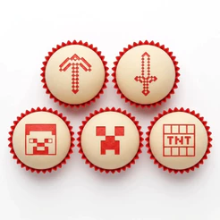 Kit Carimbo Marcador Brigadeiro MINECRAFT Molde Festa Confeitaria Aniversário Doces
