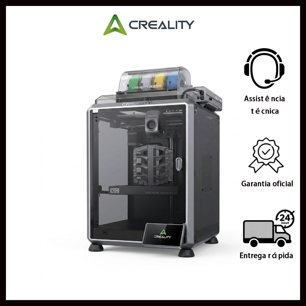 Creality K1C Combo 2025 NOVO impressora 3d adaptação CFS-C 100-240V ≤600 mm/s Apoio à AMS Oficial
