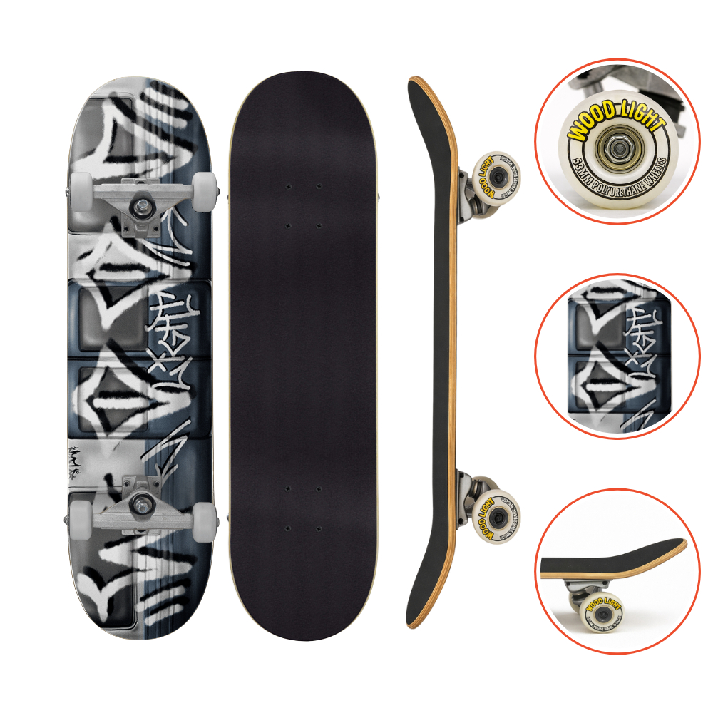 Skate Iniciante Completo Grafite Subway Wood Light