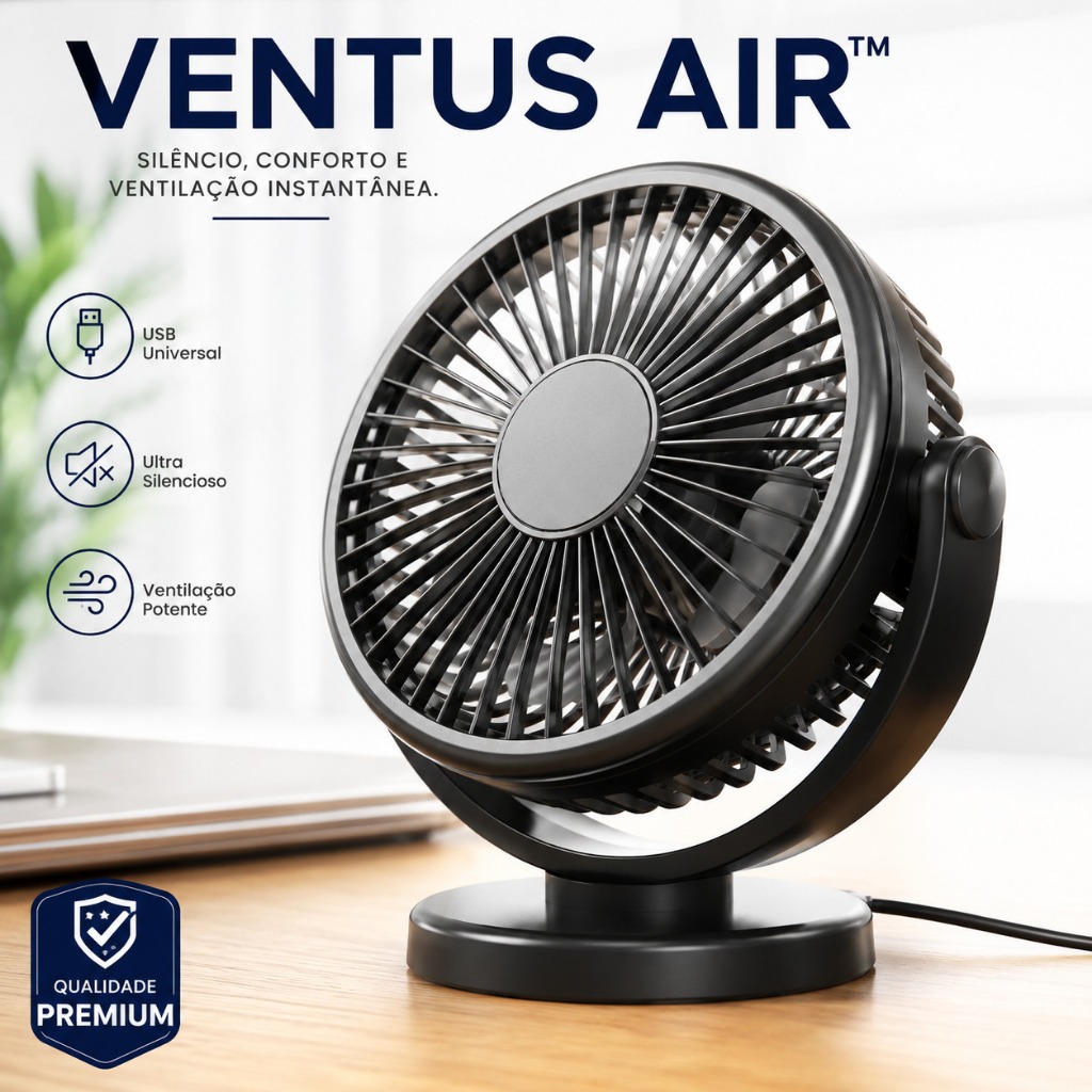 Ventilador Mini De Mesa USB Silencioso Portátil Compacto para Notebook Escritório Gamer Quarto sala