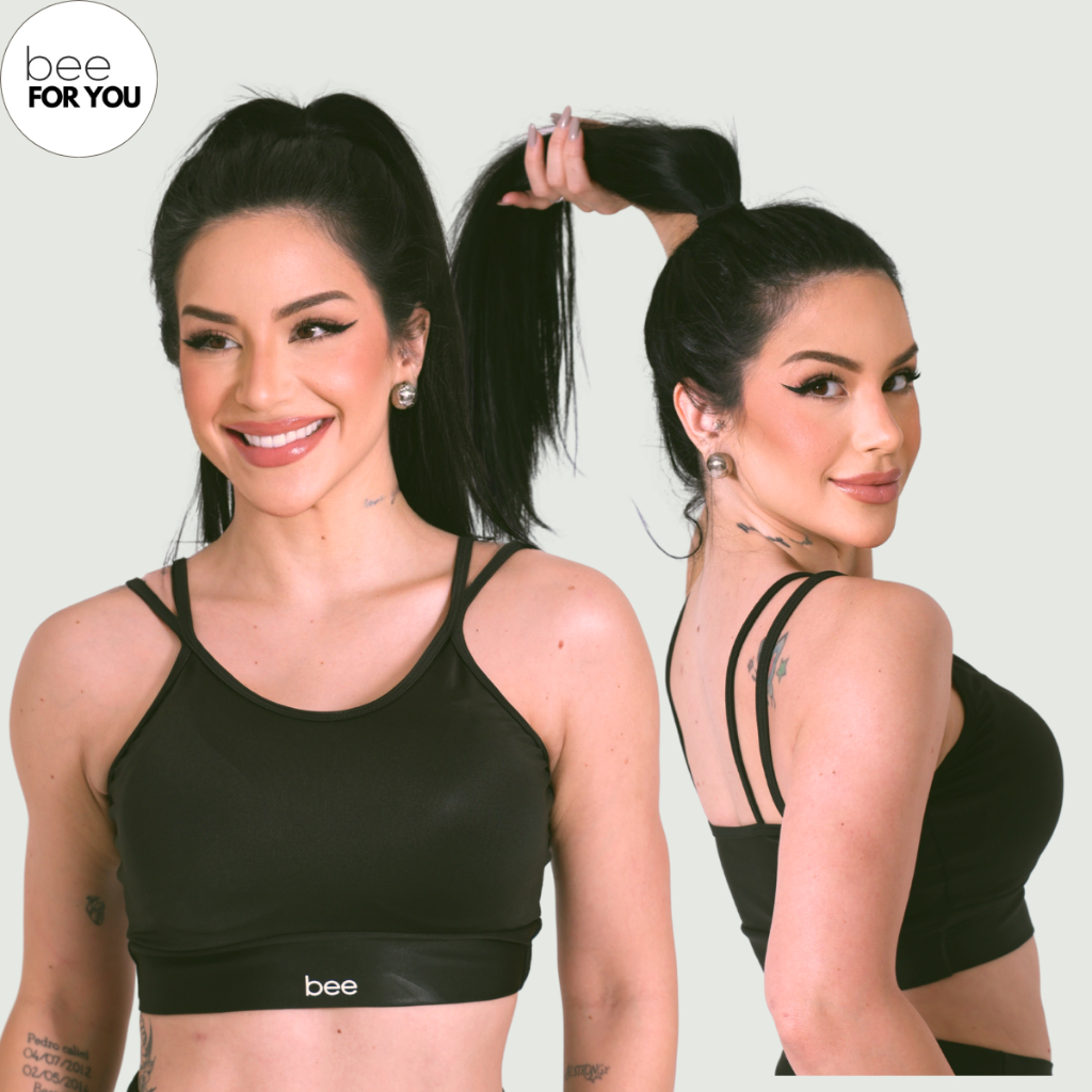 Top Cropped Roupa de Academia Feminino Bojo Forrado Bee Corrida Crossfit