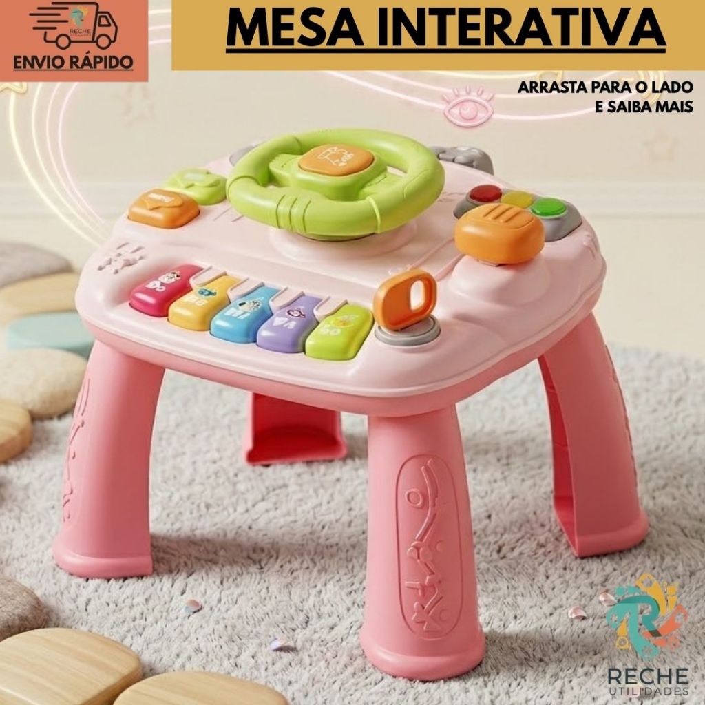 Mesa Didática Sensorial Infantil com Painel Musical