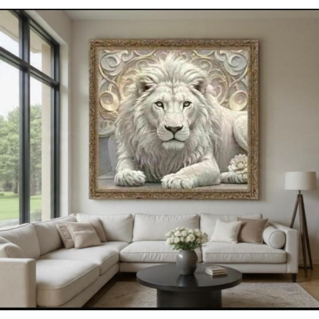 QUADRO DECORATIVO FULL HD LEAO BRANCO SALA HALL