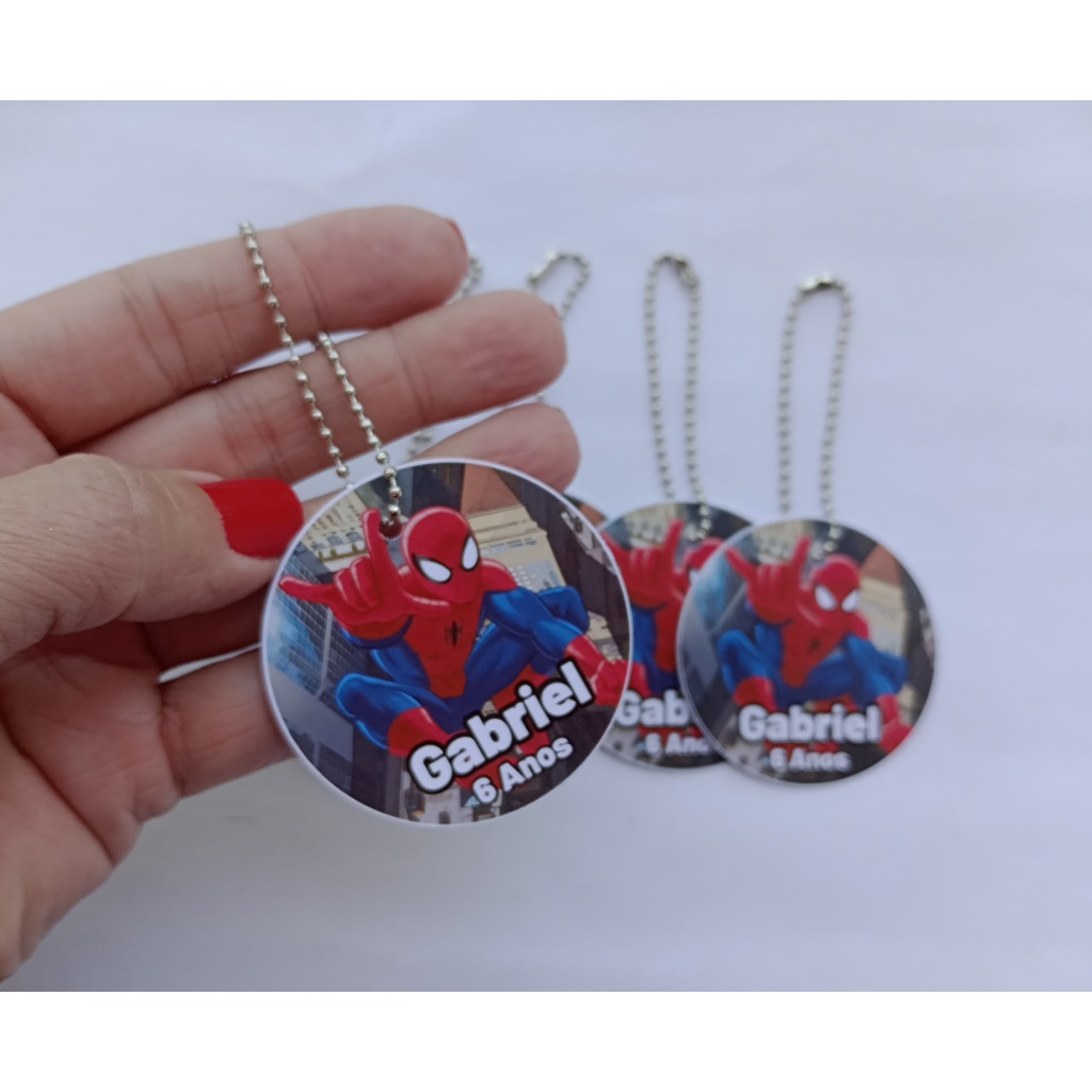 20/30/40/50 Tag 5cm Personalizada HOMEM ARANHA com correntinha - Tag para lembrancinha - Tag HOMEM ARANHA