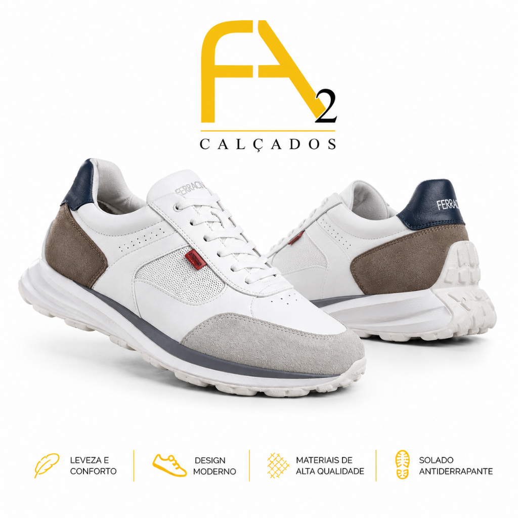 Sapatenis  Ferracini Couro Sneaker Casual Confortável
