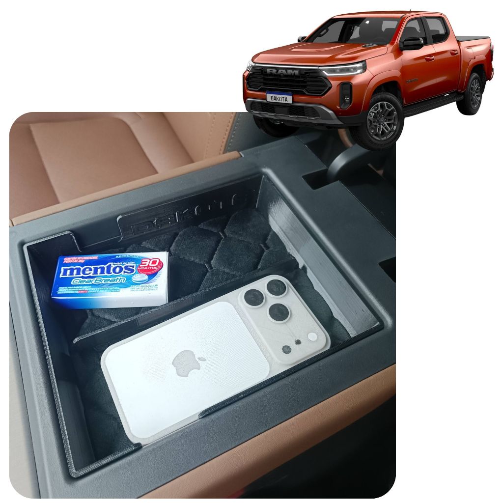 Organizador Console Apoio de Braço Porta Objetos RAM DAKOTA 2026 2027 Bandeja Interna Antirruído