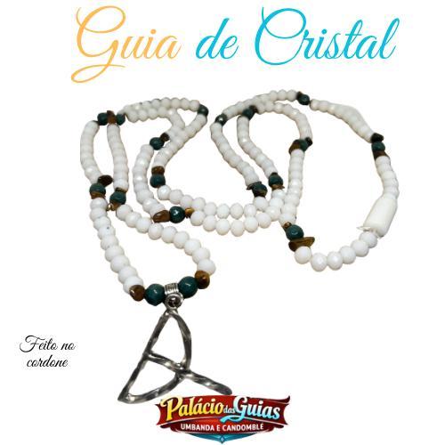 Guia de Caboclo – Cristal, Pedra Natural Olho de Tigre, Pingente Arco e Flecha