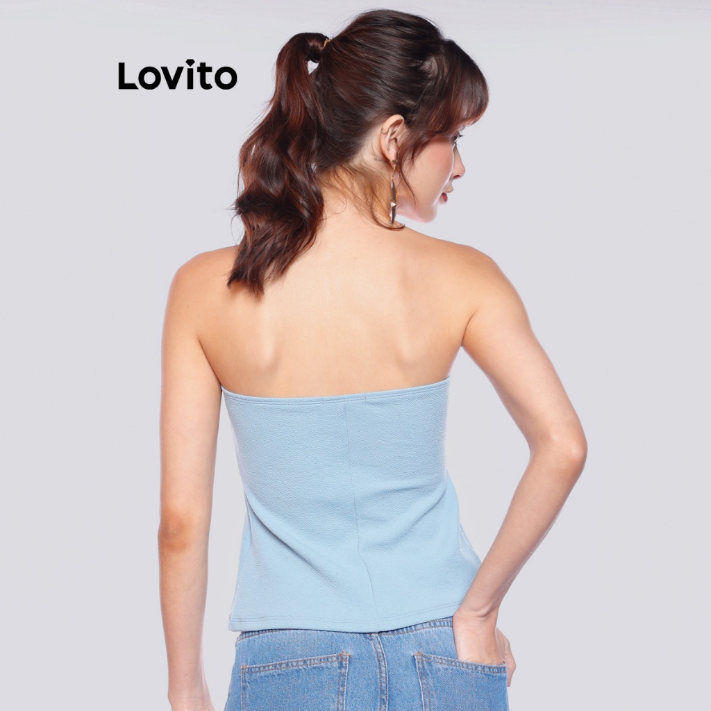 Lovito Blusa Casual Feminina Sem Alça TKB967BRL997 · foto 2