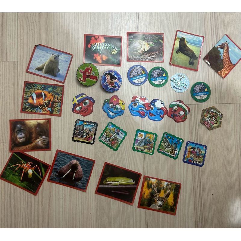 Coleções Elma chips (flag louco, cade cheetos, liga da justiça), pokemon, discovery channel