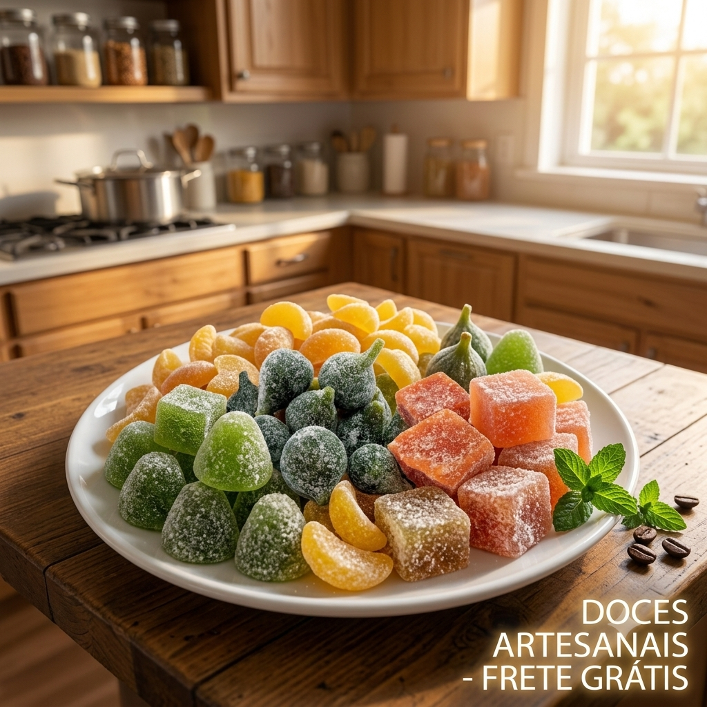 Doces Cristalizados Sortidos Premium – Figo, Mamão Verde, Abóbora, Laranja,Cidra Doces Colmeia