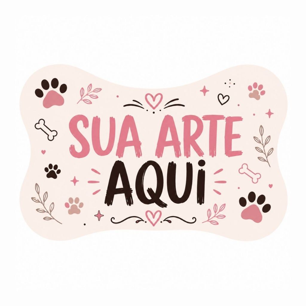 Tapete Pet Osso Personalizado para Comedouro Decorativo 46x30 Antiderrapante