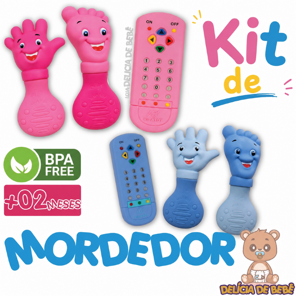 Mordedor para Bebê Infantil - Alivia Gengiva - Mãozinha Pezinho e Controle - Dentição