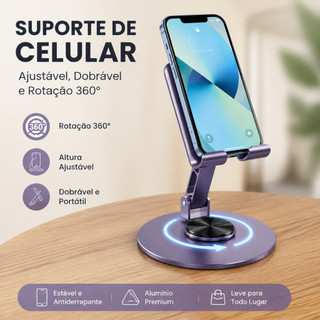 Suporte Alumínio de Mesa Base Rotatória Ajustável 360º Para Smartphones e Tablets C340