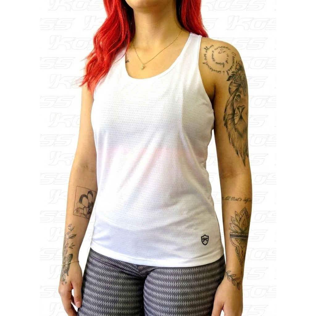 Regata Dry Fit Fitness Feminina Furadinha Academia Leve Respirável Treino Corrida Sem Manga Confortável