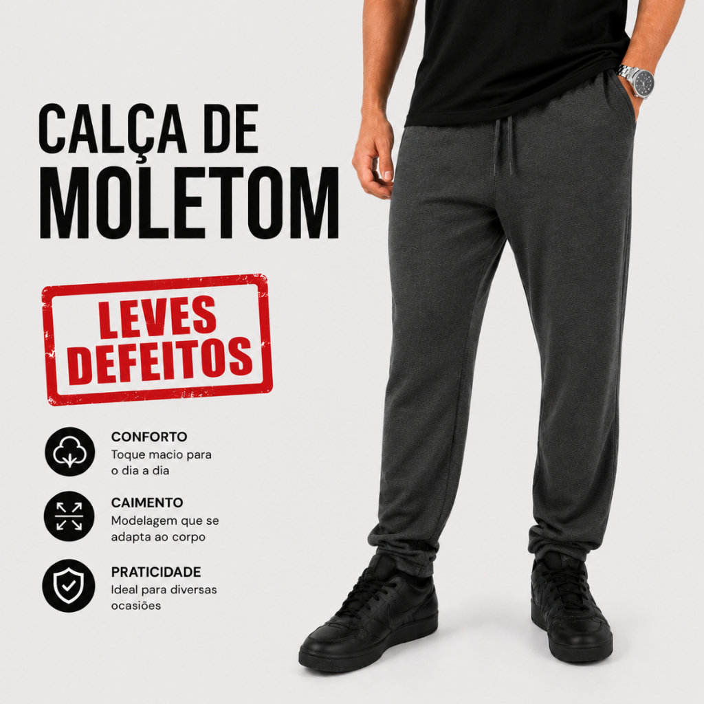 Calça de Moletom Careca Masculina Leves Defeito Segunda - M G GG G1 - Cores Sortidas
