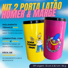 Porta Latão 473ml Suporte Cerveja Lata Térmico (HOMER SIMPSONS)