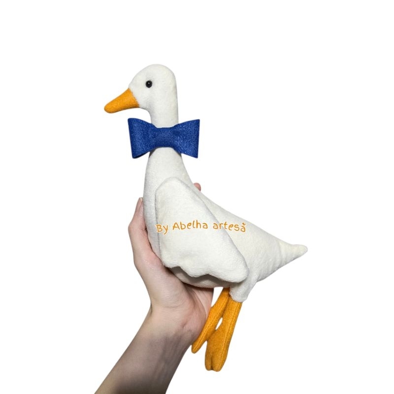 Ganso de Pelúcia Artesanal 20cm | Boneco Decorativo em Pelúcia e Feltro | Feito à Mão