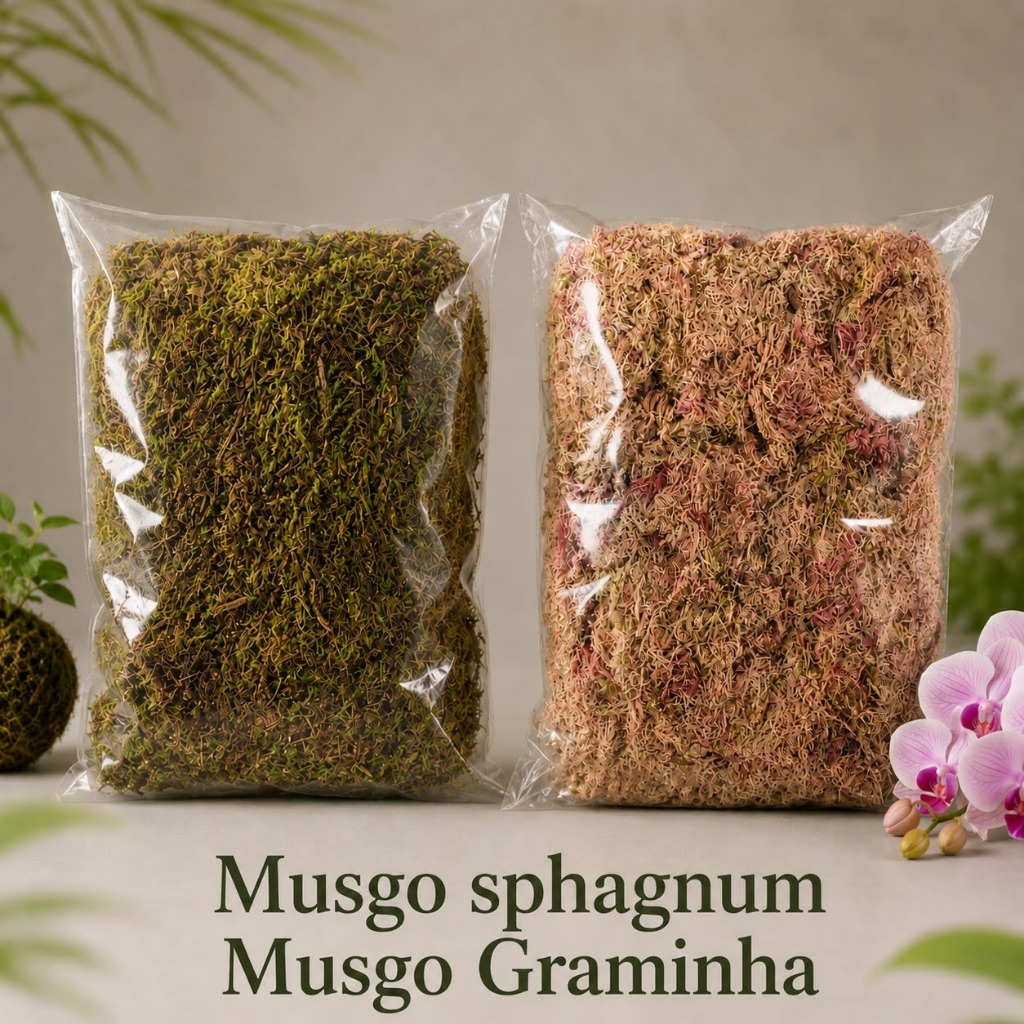 Musgo Esfagno Sphagnum Desidratado Rosa Verde Orgânico Substrato Orquídeas Kokedama