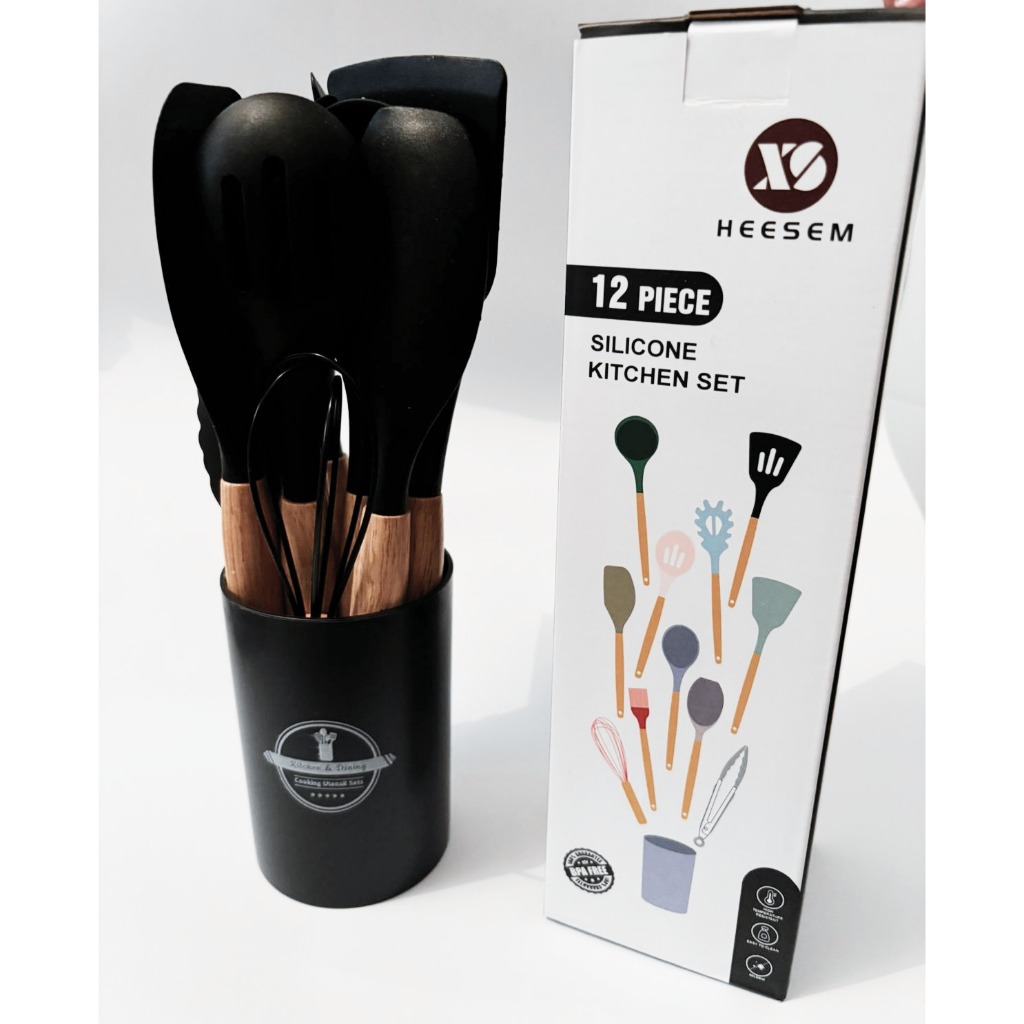 Utensílios de Cozinha em Silicone 12 Peças - Resistente ao Calor e Livre de BPA, Fácil de Limpar