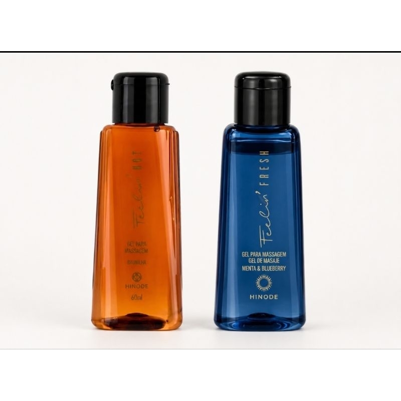 Kit 2 Geis para Massagem Feelin Hot Baunilha e Fresh Menta e Blueberry 60 ml cada Hinode