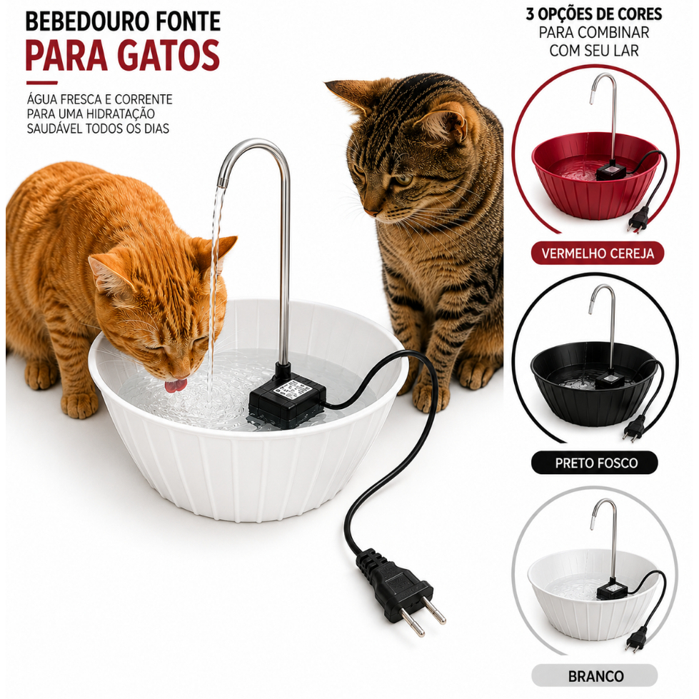 Fonte Bebedouro Gatos e Cães 1 Litros automática com Torneira Inox