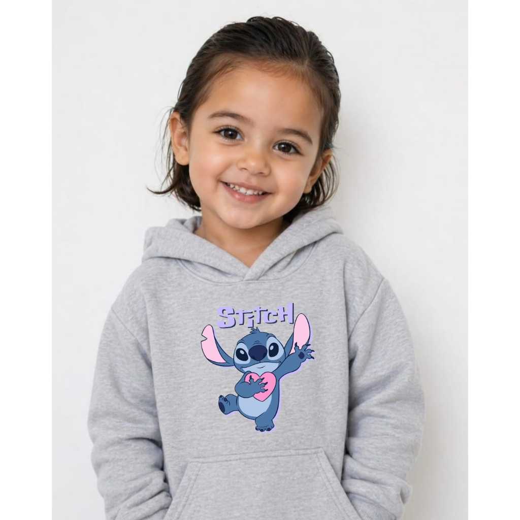 Moletom Infantil Blusa de Frio Canguru Moletom Premium Com Capuz Lilo & Stitch