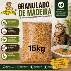 Granulado PREMIUM Para Gatos 15kg – Madeira Natural Biodegradável