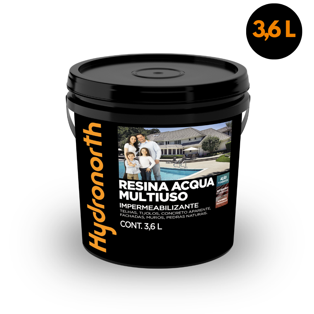 Resina Acrilica Multiuso Incolor Brilhante Acqua 3,6L Impermeabilizante Hydronorth Proteção