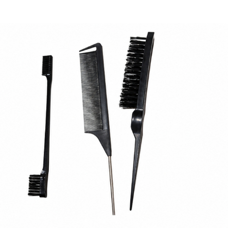 Kit 3 - Pente, Escova e Escovinha Baby Hair Sobrancelha Cabelo