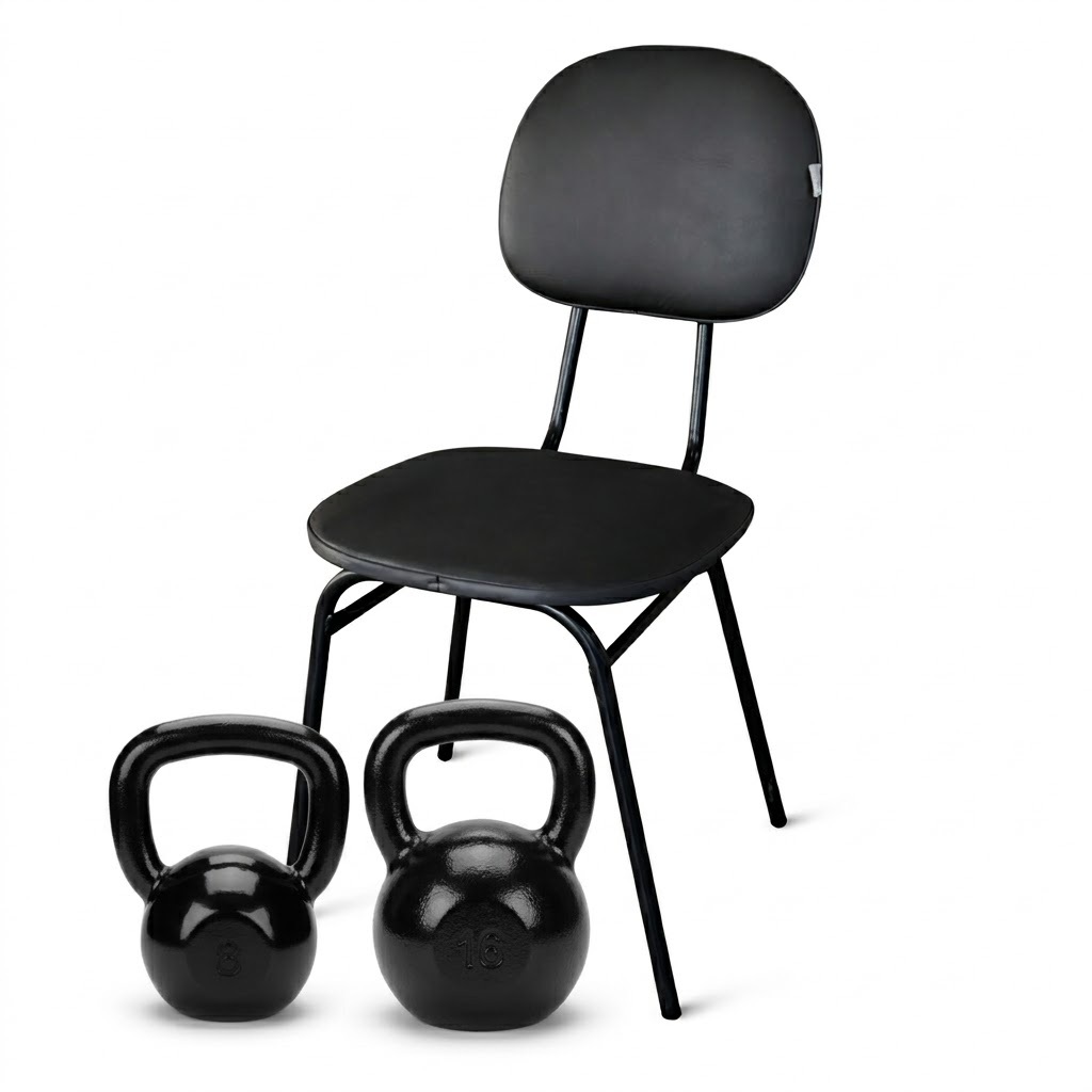 KIT 2 KETTLEBELL 8KG + CADEIRA EXERCICIO EM CASA FITNESS MUSCULAÇÃO PREMIUM ALTA QUALIDADE TOP PRO MAX X GYM XX PREMIUM