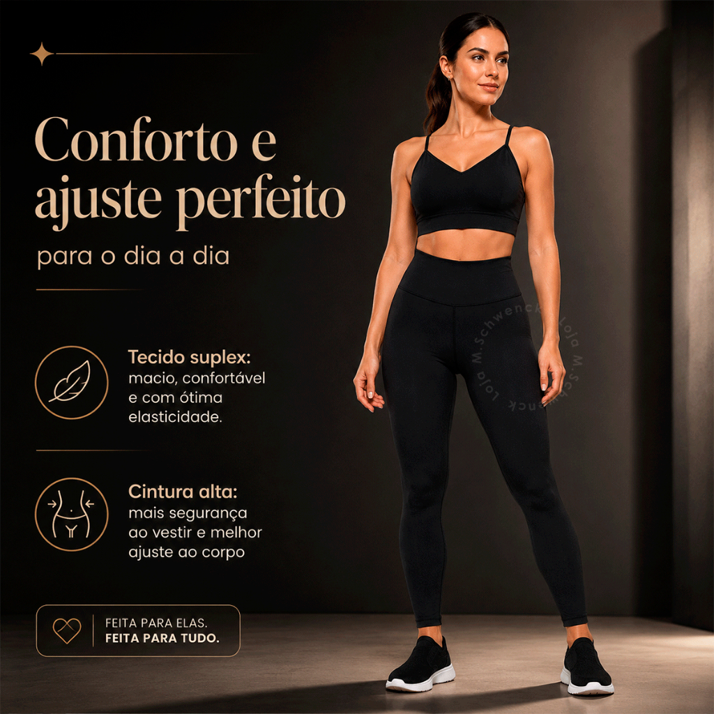 Calça Legging Suplex Feminina Tecido Grosso Cos Alto Costura Reforçada Modeladora
