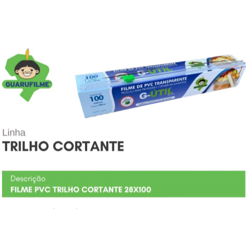 FILME PVC GUARU COM TRILHO CORTANTE 28CM X 100M