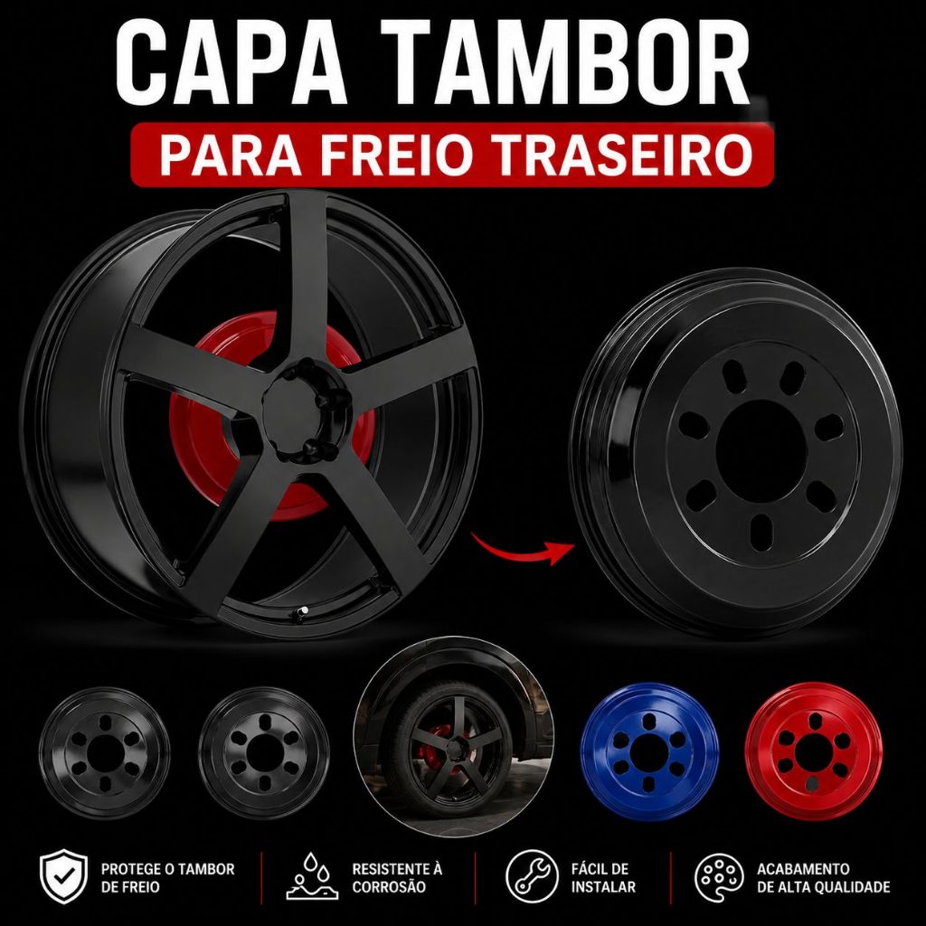 Capa Freio Pinça Tambor Disco Freio 1 Par Universal Roda Traseiraa