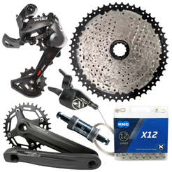 GRUPO RELAÇÃO ABSOLUTE WILD 2 12V CASSETE K7 11/50 COROA 34D CÂMBIO ALAVANCA CORRENTE KMC 1X12 MTB
