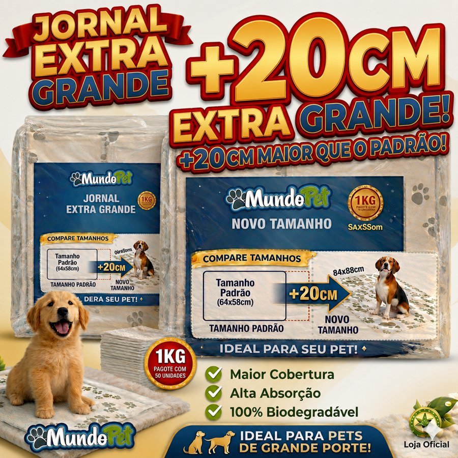 Jornal Pet Grande  Papel Ecológico e Biodegradável Para Cães e Pets 1kg 2kg 3kg 4kg 5kg 50, 100 150 200 250 Folhas