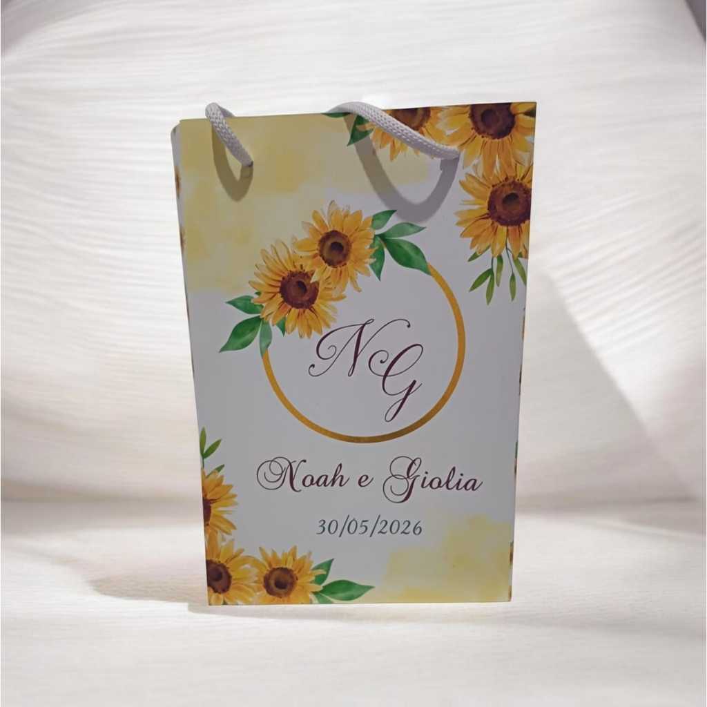 Sacolinha Personalizada Casamento Girassol Festa Aniversário Lembrancinhas