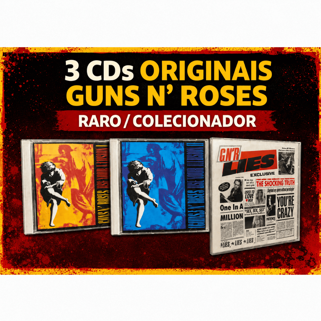 Guns N’ Roses CDs Originais Use Your Illusion I II + G N’ R Lies Lote Rock Anos 90 Colecionador