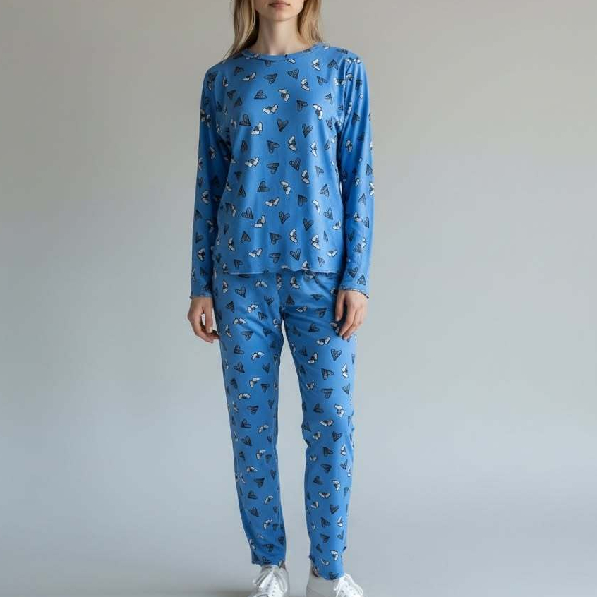Pijama Feminino Malha Suede Premium Adulto Longo Confort Fechado Manga Comprida Inverno
