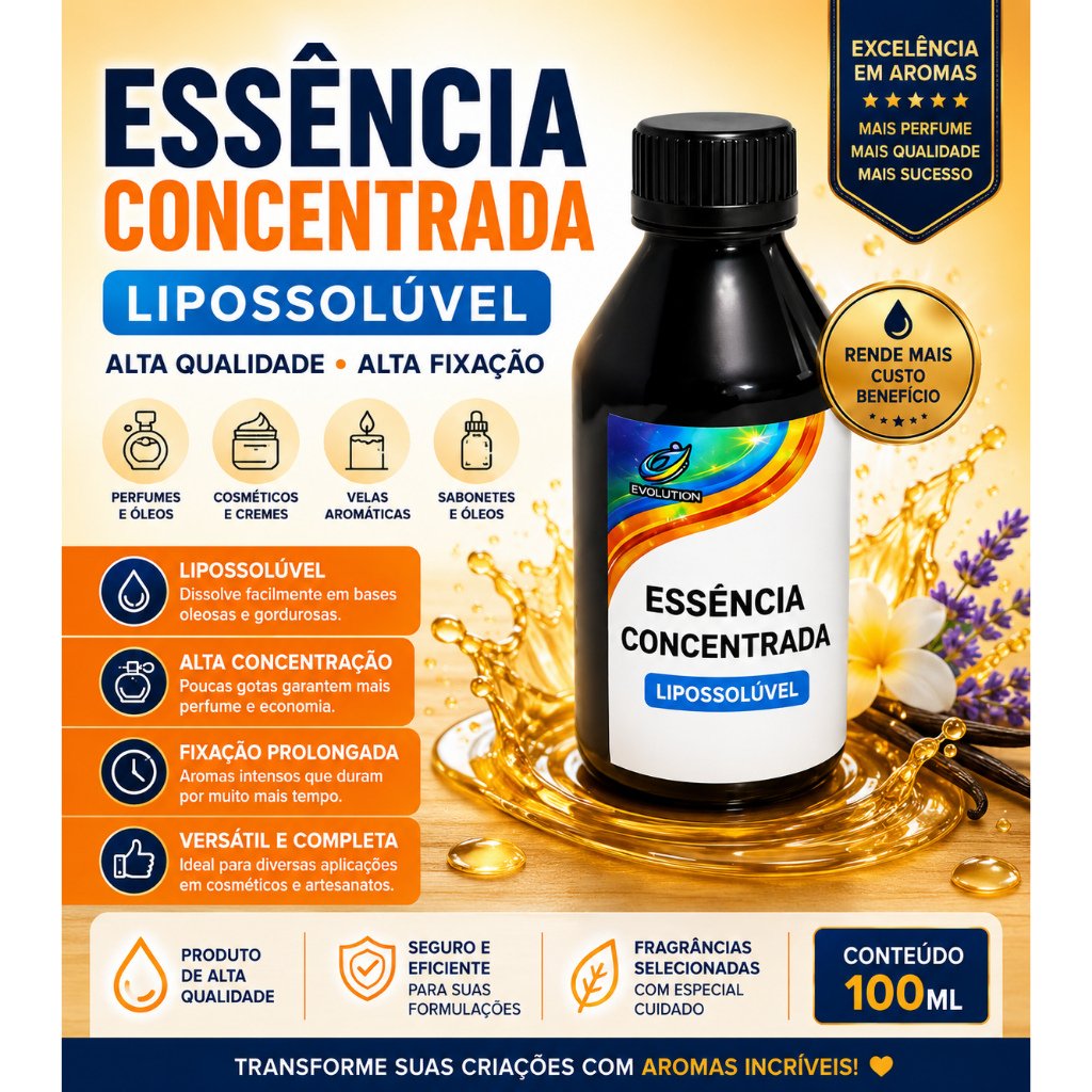 Essência Concentrada Lipossolúvel base oleo 100 ML velas e aromatizadores