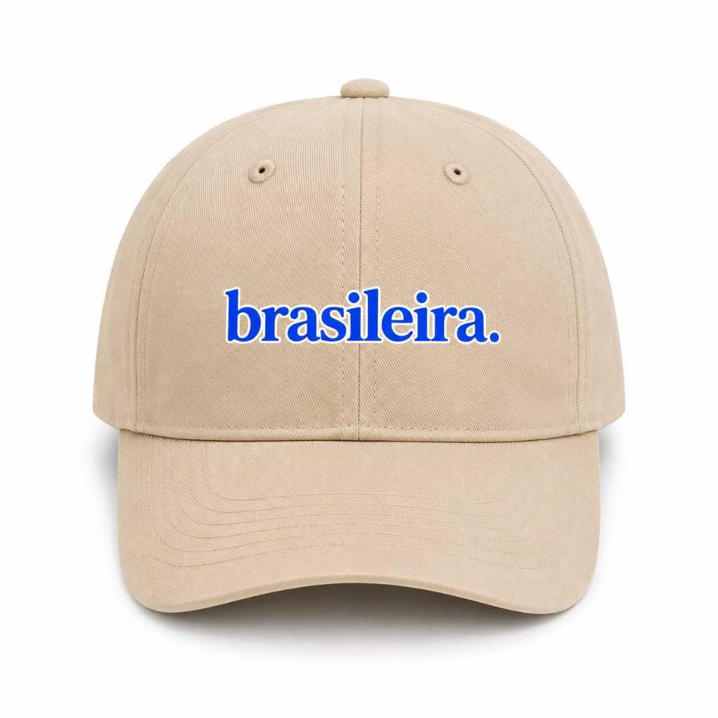Boné Feminino Brasil Copa Brasileira Estampado em sarja 100% algodão Personalizado Aba Curva Dad Hat
