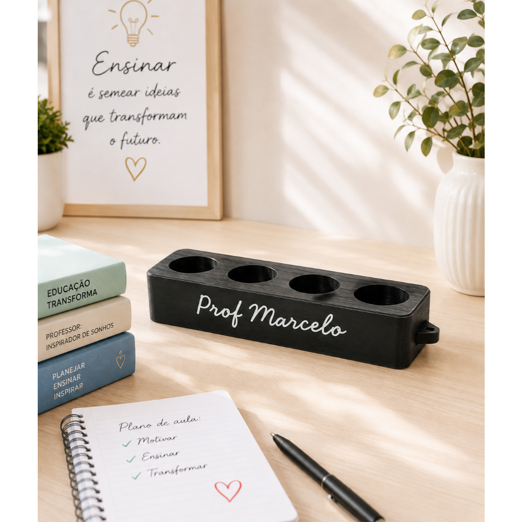 Porta Canetas para Lousa Personalizado Professor | Organizador de Pincel para Quadro Branco