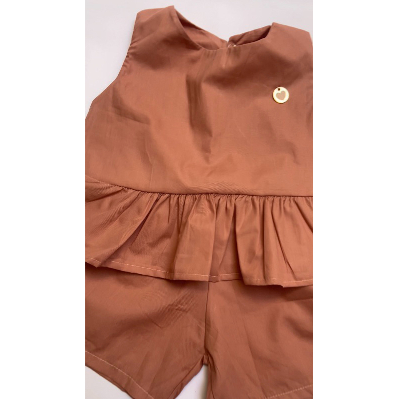 Conjunto infantil menina short e blusa batinha peplum casual moda infantil viscose arrumado
