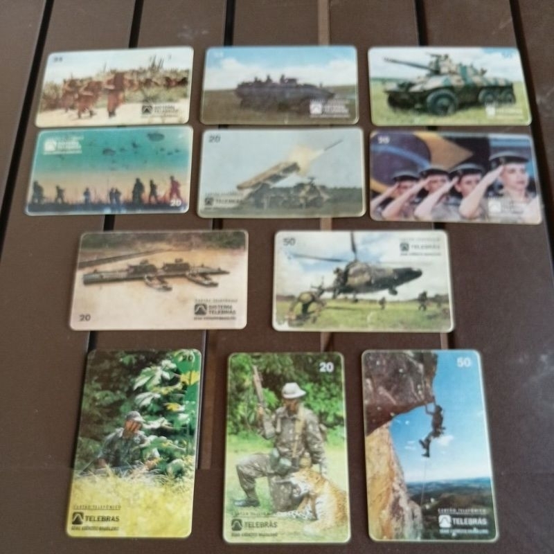 cartão telefônico série exército brasileiro com 11 cartões