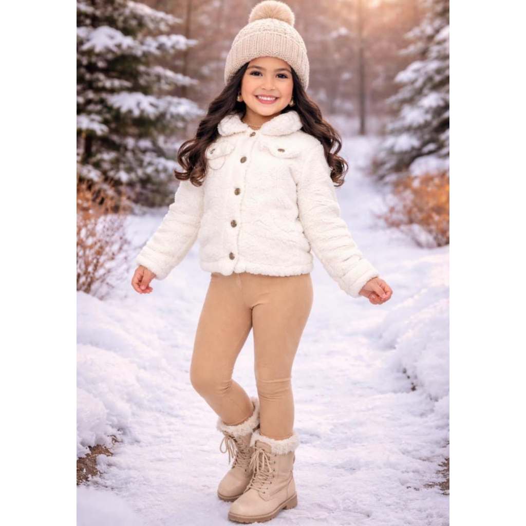Casaco Blusa Infantil Feminino Menina Teddy Peluciado Inverno Frio 2 ao 10