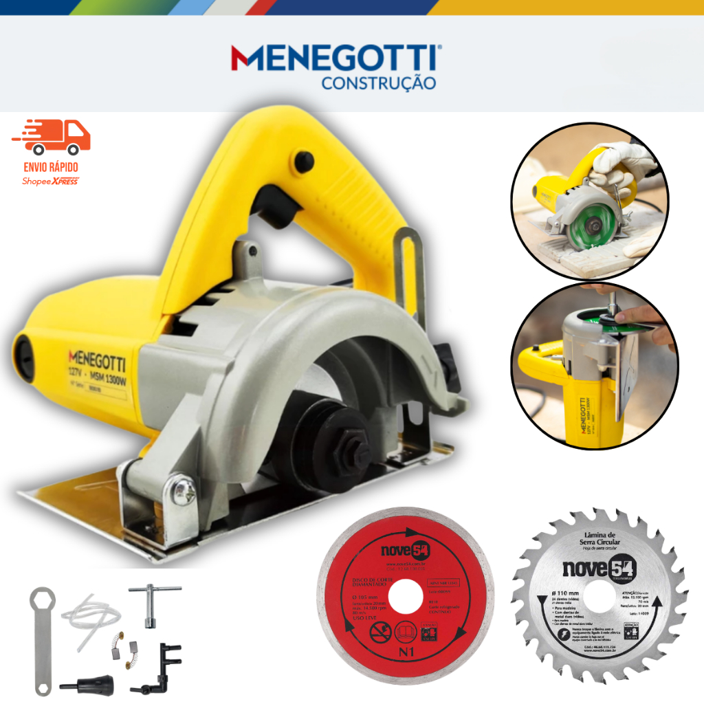 Kit Serra Mármore Tipo Makita Menegotti +Disco para Corte em Alvenaria + Disco d