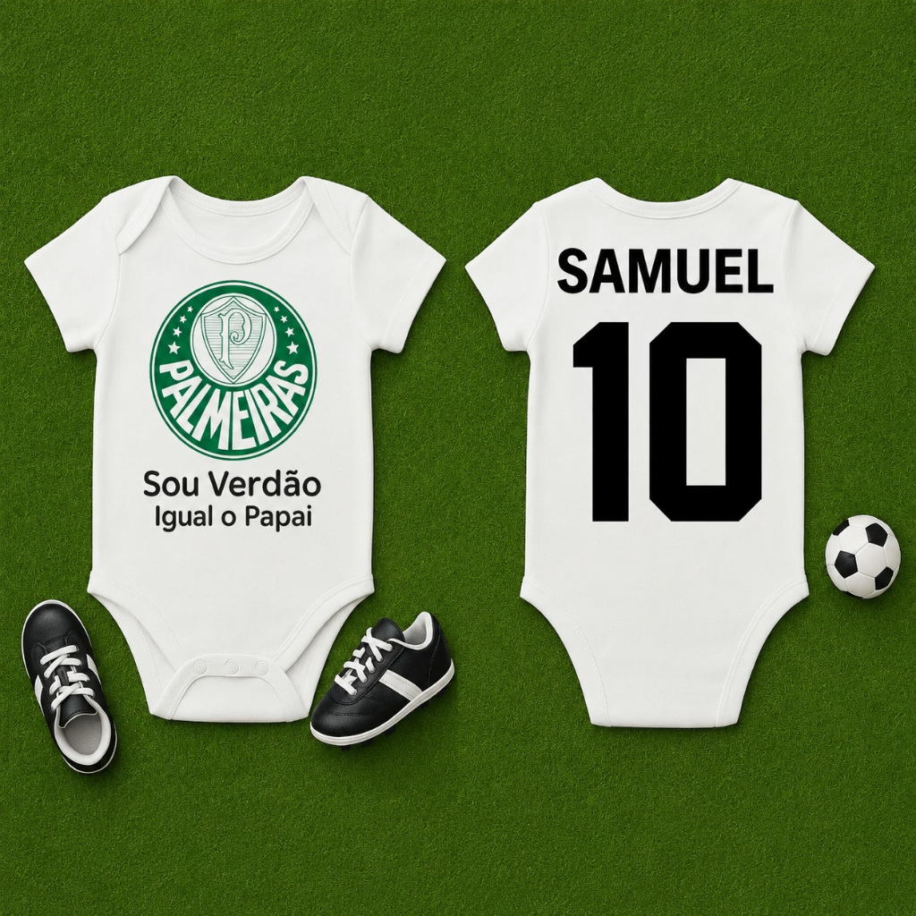 Body Bebê Palmeiras Verdão Roupa Bebê Palmeiras Verdão Time Futebol Igual o Papai Vovô
