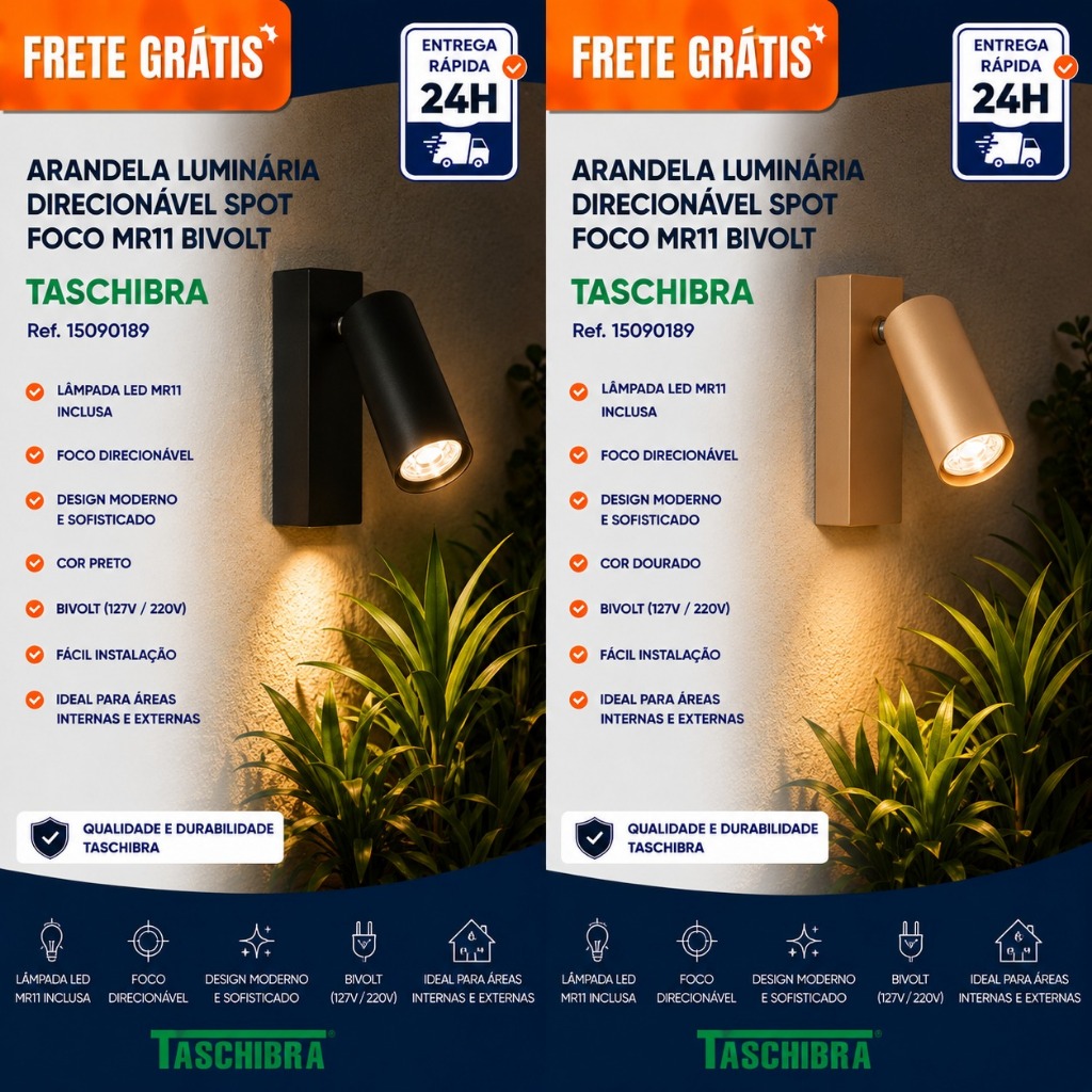 Arandela Luminária Direcionável Spot Foco MR11 Bivolt