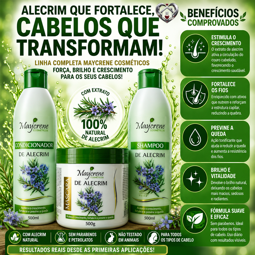 🔥 LINHA PREMIUM DE ALECRIM MAYCRENE 🔥 3x1 FORÇA E CRESCIMENTO DESDE A PRIMEIRA APLICAÇÃO