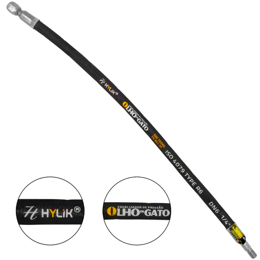 Mangueira Reta Equalizador Pneu Olho De Gato 41cm Flexivel